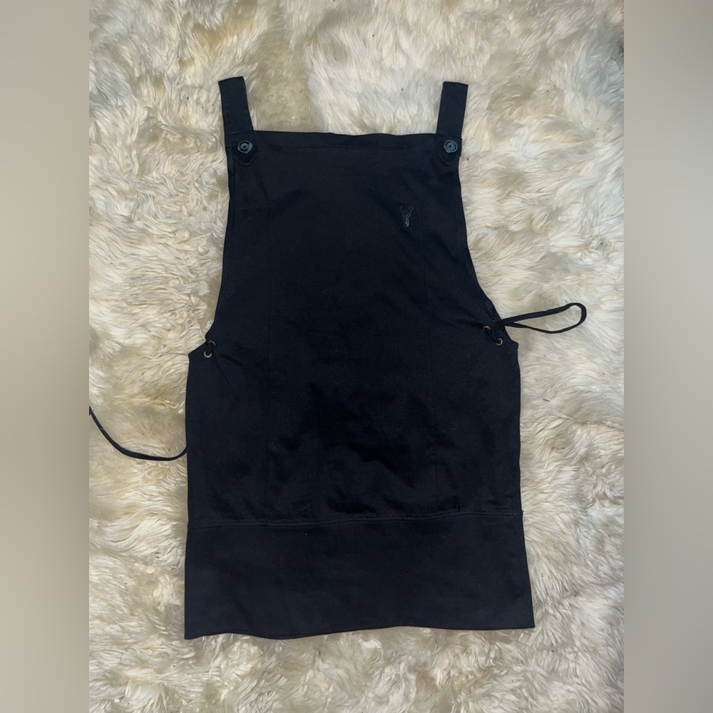 Rig black cotton overall dress